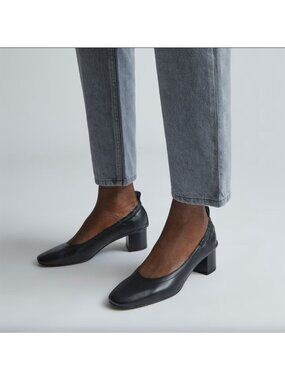 Everlane Womens Black The Italian Leather Day Heel Size 7